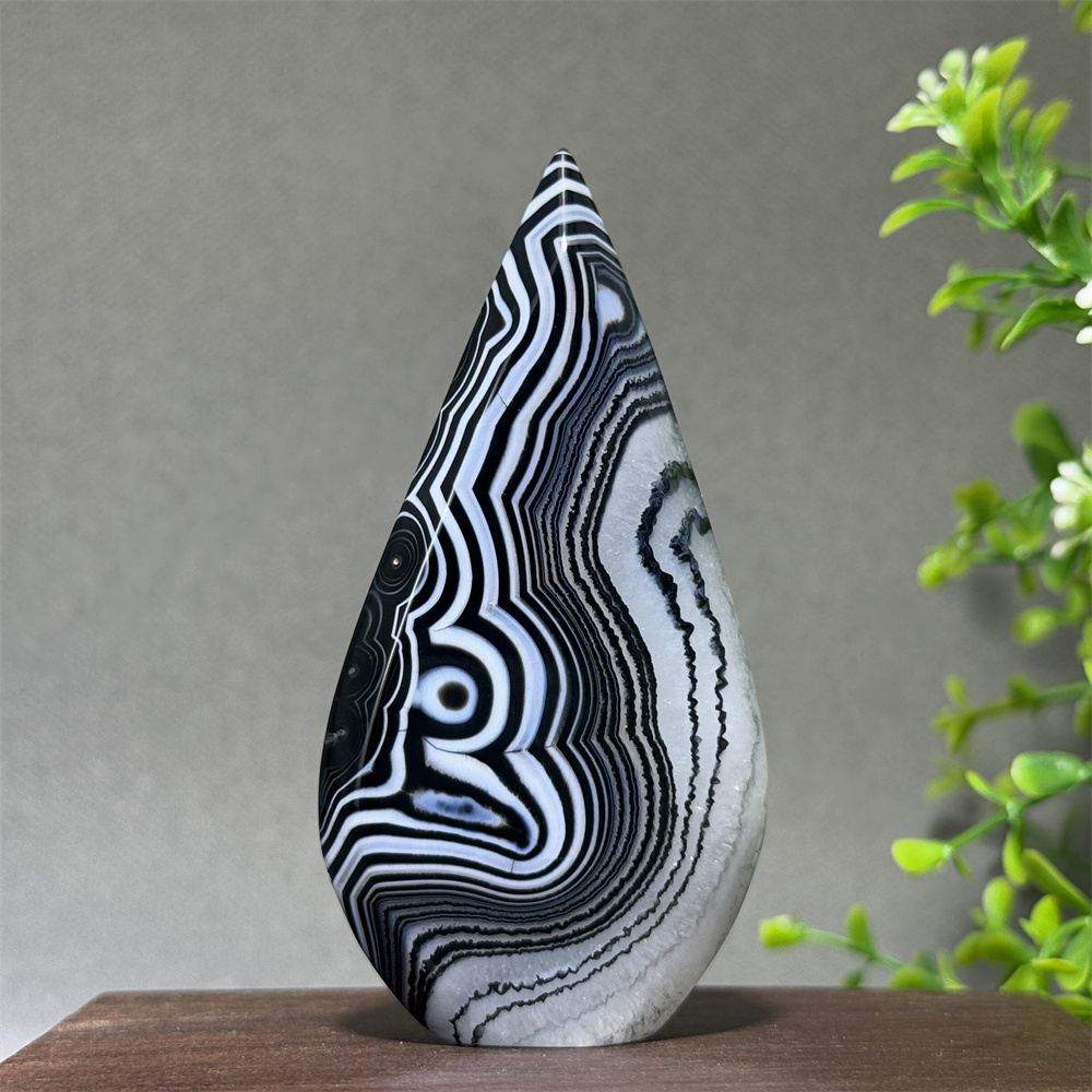 Renewable Energy Infrastructure - Natural High-Quality Black Striped Agate Free-Form