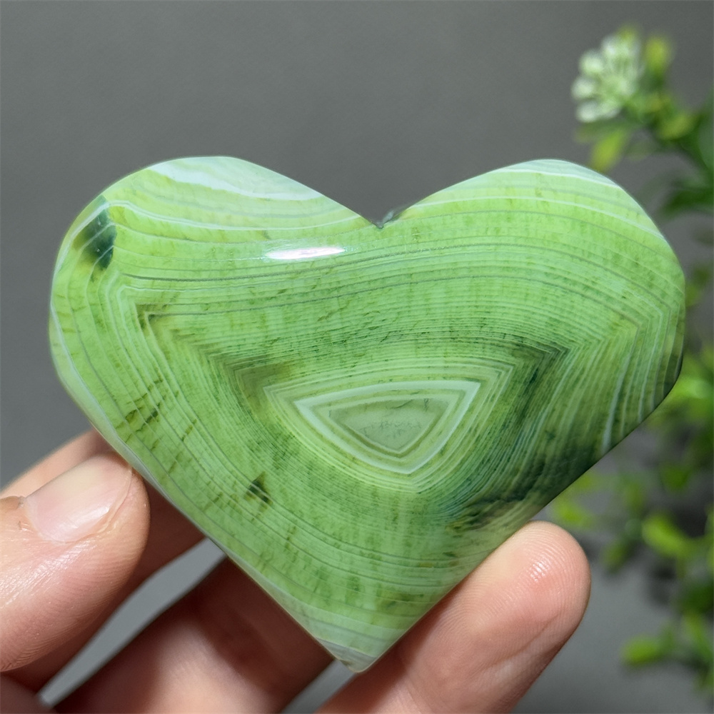 Renewable Energy Infrastructure - Natural Green Agate Heart-Shaped Mineral Crystal